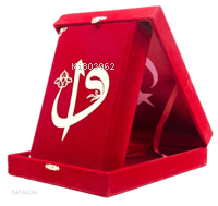Kadife Kutulu Kuran-ı Kerim (Çanta Boy, Elif-Vavlı, Kırmızı) - 2